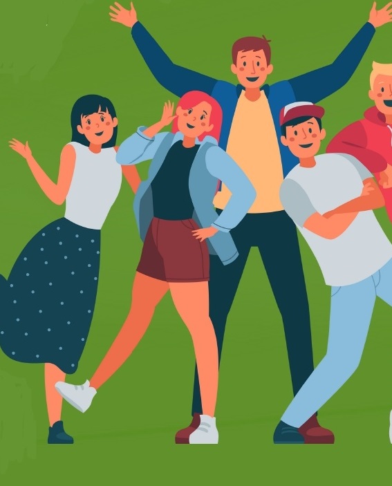 a graphic of young people enjoying themselves at the park